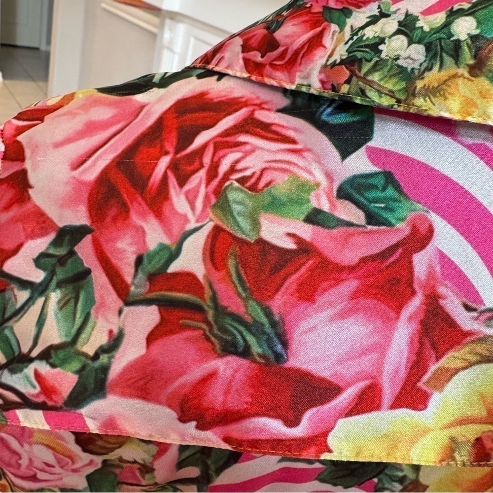 VICTORIA'S SECRET X MARY KATRANTZOU Satin Button Down Pajama Top Size XS GUC - Picture 7 of 7